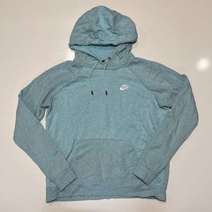 Nike Hoodie Swoosh Sports Sweatshirt Light Blue Womens Medium Streetwear